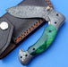 HTK-125  Damascus Knife custom handmade Folder pocket knie / Color Camel Bone handle / Damascus steel bolster / Liner Lock - HomeTown Knives