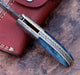 HTK 82 - Damascus Folder / Hand Made / Custom / Color Camel Bone handle / Damascus steel bolster / Liner Lock - HomeTown Knives