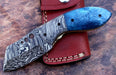 HTK 82 - Damascus Folder / Hand Made / Custom / Color Camel Bone handle / Damascus steel bolster / Liner Lock - HomeTown Knives