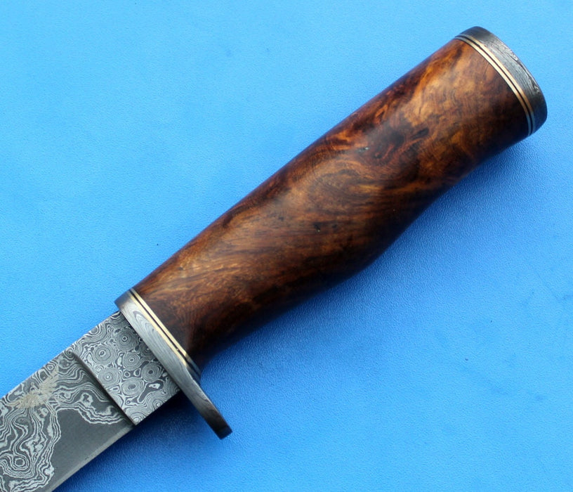 HT-21  Damascus Knife custom handmade  Skinner / Sanmai / Rose Wood Handle / Camping / Hunting - HomeTown Knives