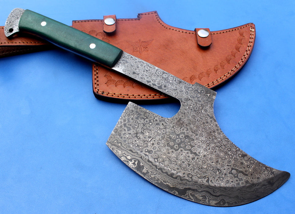 HT-31 Damascus Knife custom handmade Goosewing Axe / Micarta Handle / Camping / Hunting - HomeTown Knives