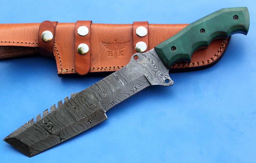 HT-18 Damascus Knife custom handmade Tracker / Micarta handle/ Camping / Survival