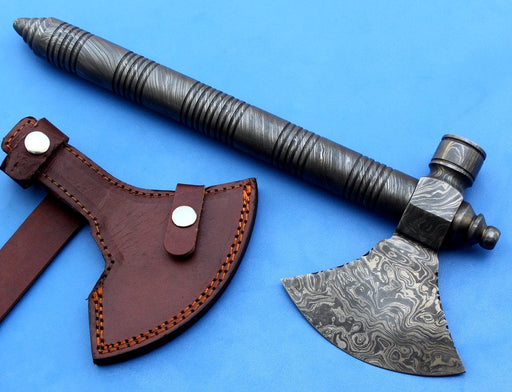 HTK 134 -  Damascus Knife custom handmade Axe  and Peace Pipe / Heavy / Full Damascus - HomeTown Knives