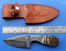 HTK -142 custom handmade Damascus Skinner Knife / Ram Horn Handle / Sanmai Rain Drop Pattern / Camping / Hunting - HomeTown Knives