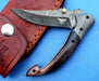 HTK -178 Damascus Folder / Hand Made / Custom / Colour Camel Bone handle / Damascus steel bolster / Liner Lock - HomeTown Knives
