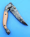 HTK -180 Damascus Folder / Hand Made / Custom / Purple Heart Wood handle / Damascus steel bolster / Liner Lock - HomeTown Knives