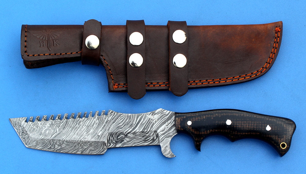 HTS-186  Damascus Knife custom handmade Tracker / Micarta handle