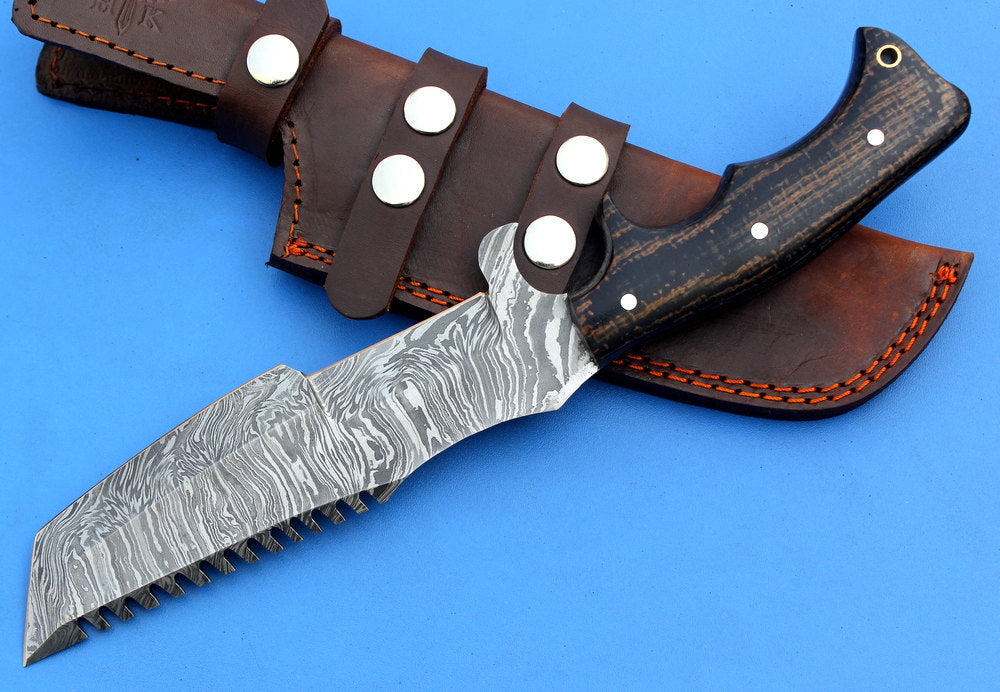 HTS-186  Damascus Knife custom handmade Tracker / Micarta handle