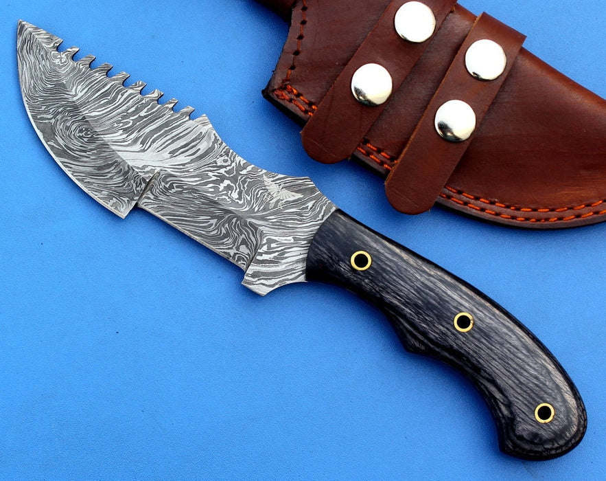 HT-47  Damascus Knife custom handmade Tracker /  Micarta handle