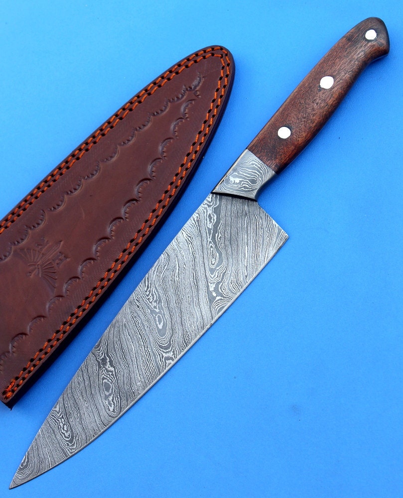 HT-51  Damascus Knife custom handmade  Chef Knife / Oak Wood Handle - HomeTown Knives