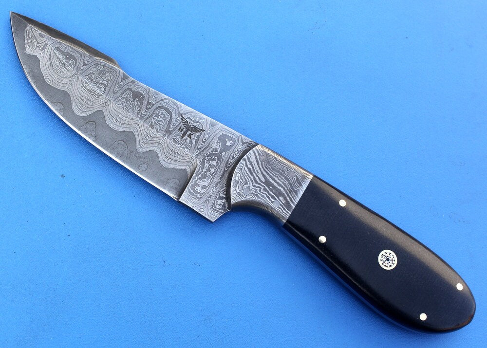 HT-32  Damascus Knife custom handmade Skinner  / Micarta / Sanmai Pattern / Great Quality / Camping / Hunting game
