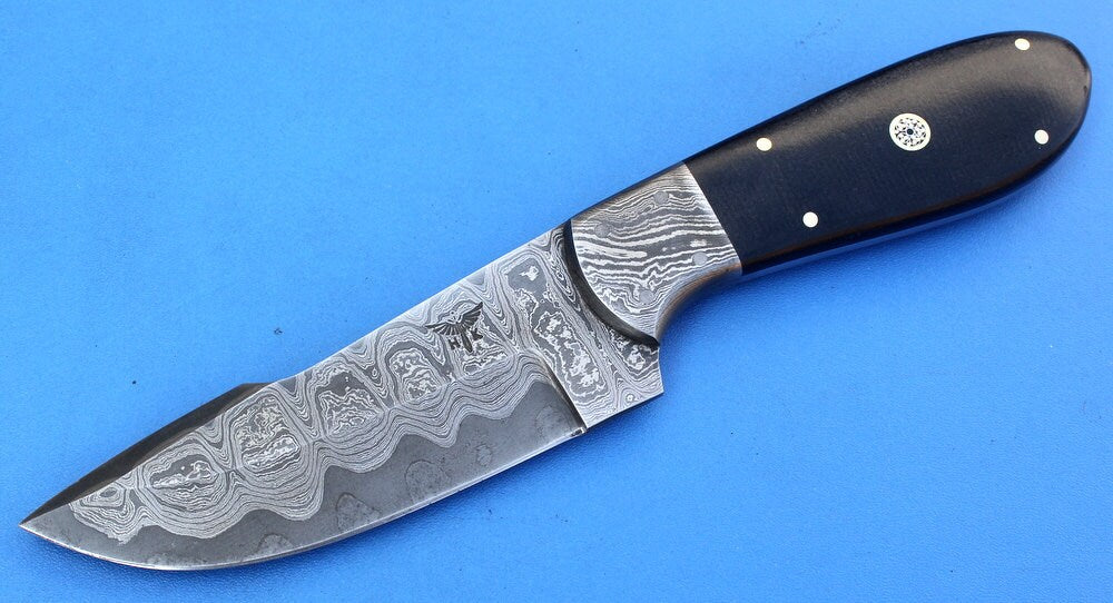 HT-32  Damascus Knife custom handmade Skinner  / Micarta / Sanmai Pattern / Great Quality / Camping / Hunting game