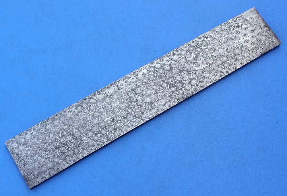 HTK-194 Damascus Knife custom handmade Billet / Great quality / Rain Drop Pattern / Annealed  state