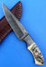 HTK - 213 Damascus  Knife / Custom / Hand Made  / Skinner / Hunting / Camping / Camel Bone Handle / Scrimshaw Art Work / Feather Pattern - HomeTown Knives