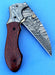 HTK - 216  Damascus Folder / Hand Made / Custom / Lace Wood handle / Damascus steel bolster / Liner Lock - HomeTown Knives