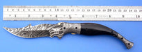 HTK 218 Damascus NAVAJO Folder / Pocket Knife / Handmade / Custom / Forged / Bull Horn / Hand Filed Spine / UTILITY - HomeTown Knives