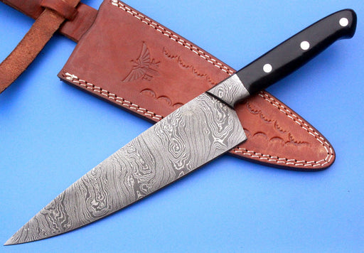 HTC-5 Stainless Damascus 8 Chef Steak Knife, 3.5 Blade 4.5 Handle —  HomeTown Knives
