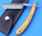HTK 231 Damascus Straight Razor  / SHAVE / Handmade / Custom / Forged / Olive Wood Handle / Hand Filed Spine / UTILITY - HomeTown Knives