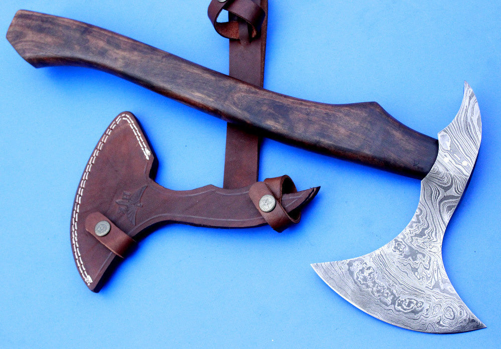 HTK 39 -  Damascus Knife custom handmade War Hammer Axe - Beaf Chopper/ Functional / Camp ready - HomeTown Knives