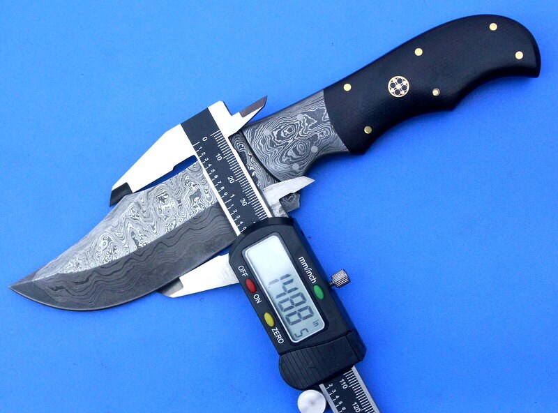 HTK -247 Damascus  Knife/ Skinner / Hunting / Camping / Hand Made / Custom / Micarta Handle - HomeTown Knives