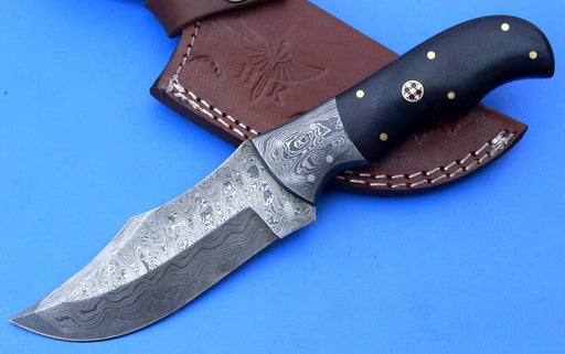HTK -247 Damascus  Knife/ Skinner / Hunting / Camping / Hand Made / Custom / Micarta Handle - HomeTown Knives