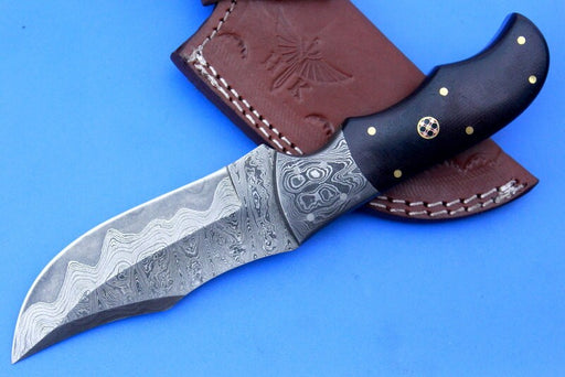 HTK -247 Damascus  Knife/ Skinner / Hunting / Camping / Hand Made / Custom / Micarta Handle - HomeTown Knives