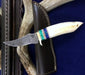 HTKVN1 Custom Handmade Damascus Steel Persian Knife / Skinner / HIPPOPOTAMUS TOOTH w/ Azurite Stone Handle / Only 1 Made / Exclusive!!! - HomeTown Knives