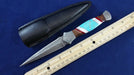 HTKVN4 Custom Handmade Damascus steel BOOT Knife/ Dagger Knife / Turquoise Stone + Walnut + Camel Bone Handle / EXCLUSIVE - HomeTown Knives