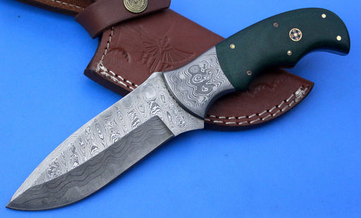HTK-255a Damascus Knife/ Skinner / Hunting / Camping / Hand Made / Custom / Micarta Handle - HomeTown Knives