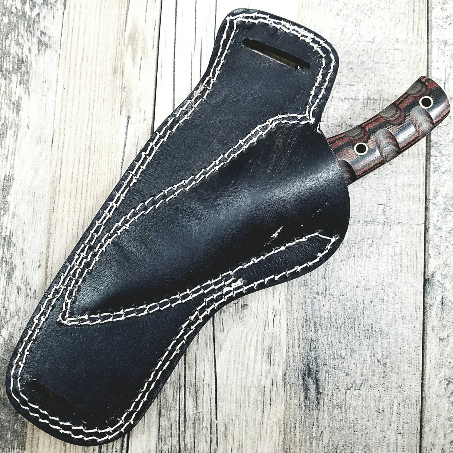 HTN-13 Damascus Knife custom handmade Fire Skinner  / Micarta / Blade / Great quality horizontal Sheath - HomeTown Knives