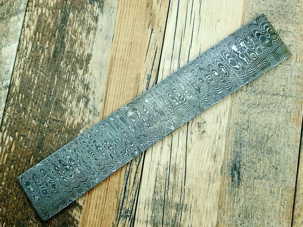 HTN Ladder Damascus Custom Billet / Great quality / Twist Pattern / 2" x .11" x 10"